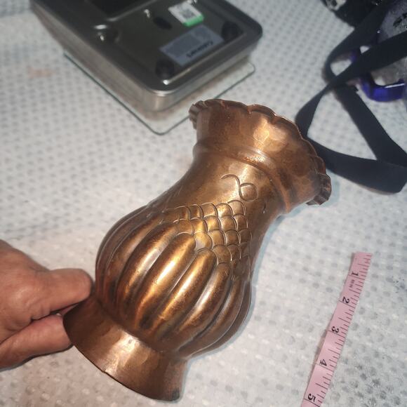 VINTAGE ANTIQUE EUC HAMMERED TINNED COPPER EGYPTIAN PITCHER PATINA - Picture 8 of 8